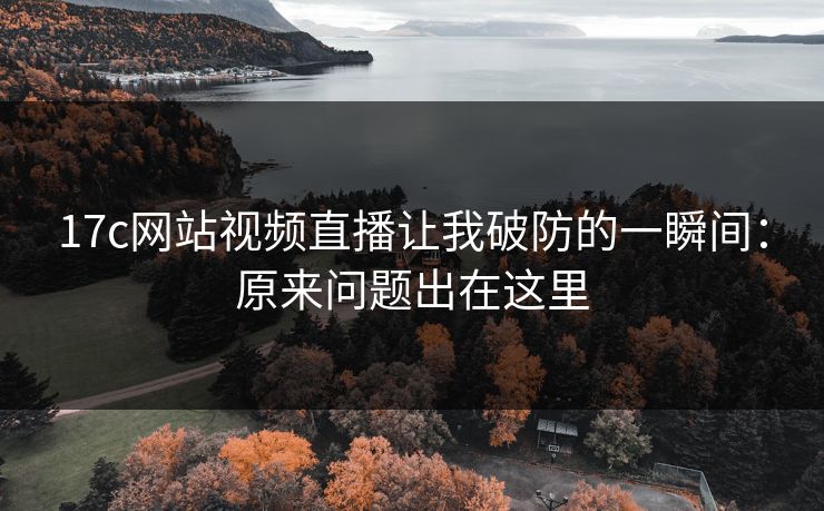 17c网站视频直播让我破防的一瞬间：原来问题出在这里