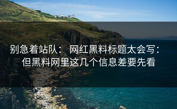 别急着站队： 网红黑料标题太会写： 但黑料网里这几个信息差要先看