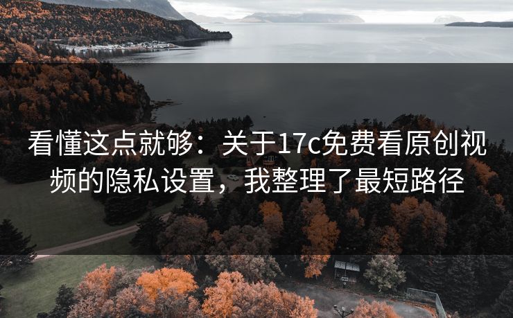 看懂这点就够：关于17c免费看原创视频的隐私设置，我整理了最短路径