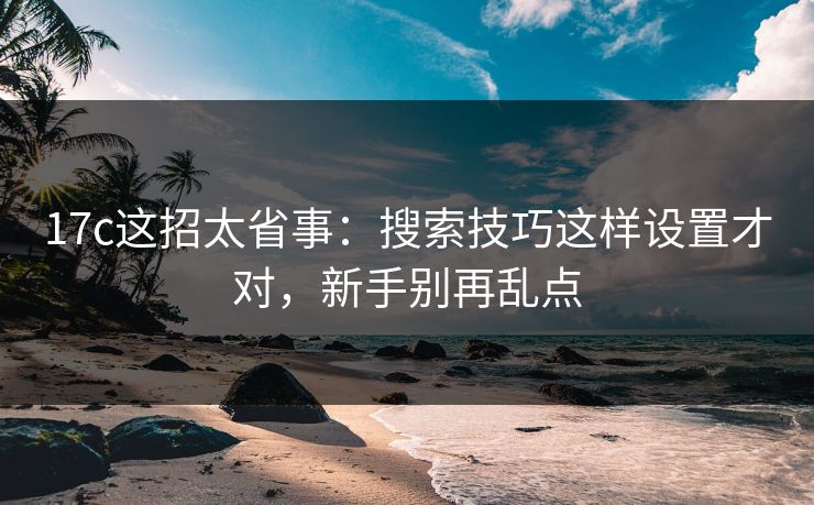 17c这招太省事：搜索技巧这样设置才对，新手别再乱点