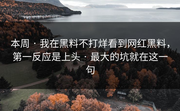 本周 · 我在黑料不打烊看到网红黑料，第一反应是上头 · 最大的坑就在这一句
