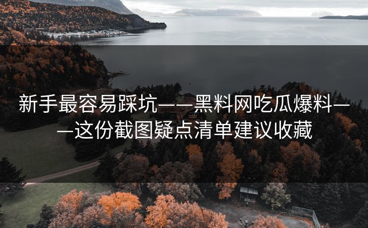 新手最容易踩坑——黑料网吃瓜爆料——这份截图疑点清单建议收藏