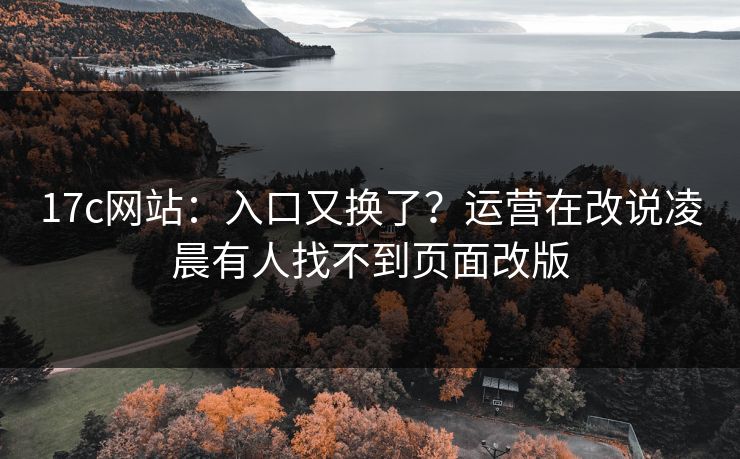 17c网站：入口又换了？运营在改说凌晨有人找不到页面改版