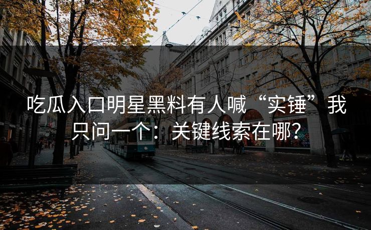 吃瓜入口明星黑料有人喊“实锤”我只问一个：关键线索在哪？